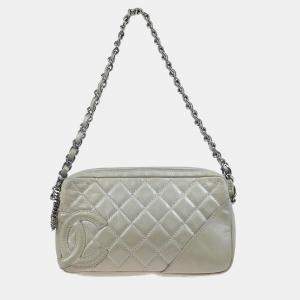 Chanel Light Gray Calfskin Cambon Ligne Handbag