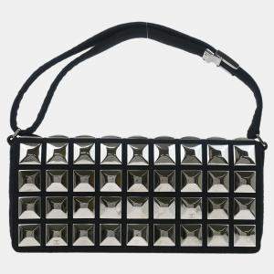 Pre Owned Chanel Black Cotton Ice Cube Shoulder Bag