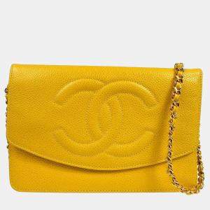 Chanel Yellow Calfskin Timeless Wallet On Chain 