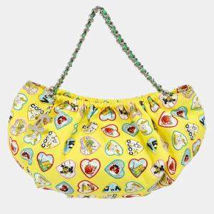 Chanel Yellow Canvas Valentine Chain Handbag 