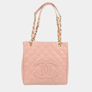 Chanel Pink Calfskin Petite Shopping Tote Handbag 