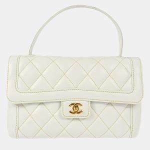 Chanel White Calfskin Wild Stitch Handbag
