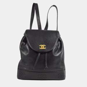 Chanel Black Calfskin Triple CC Backpack