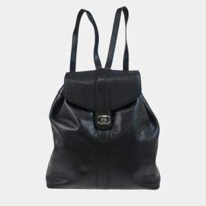 Chanel Black Calfskin CC Turnlock Backpack