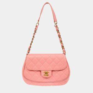 Chanel Pink Calfskin Chain Shoulder Bag
