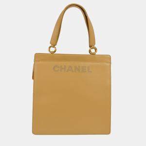 Chanel Beige Lambskin Tote Handbag
