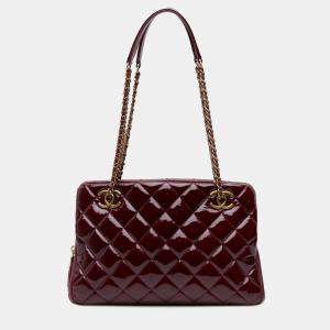 Chanel Burgundy Paris Salzburg Small Patent and Goatskin CC Eyelet Tote