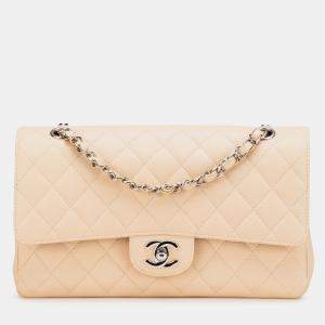 Chanel Beige Medium Classic Caviar Double Flap