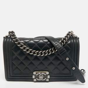 Chanel Black Quilted Leather Medium Boy Flap Bag