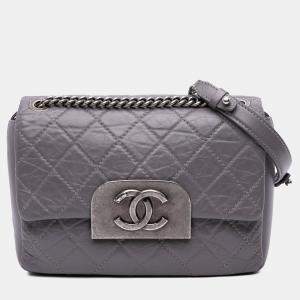 Chanel Purple Quilted Aged Calfskin CC Square Flap