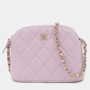 Chanel Lavender Caviar Leather CC Chain Clutch Bag 