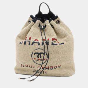 Chanel Beige Hemp Leather Deauville Backpack 