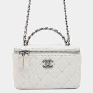 Chanel White Lambskin Quilted Vanity Chain Shoulder Bag 