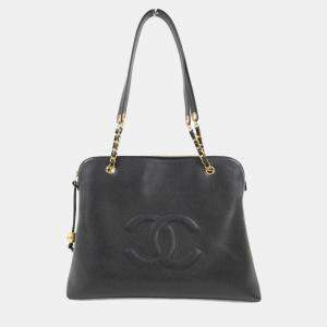 Chanel Black Caviar Large CC Shoulder Bag 