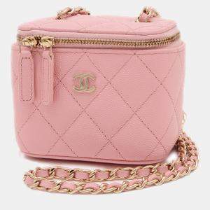 Chanel Pink Leather Vanity Chain Shoulder Bag