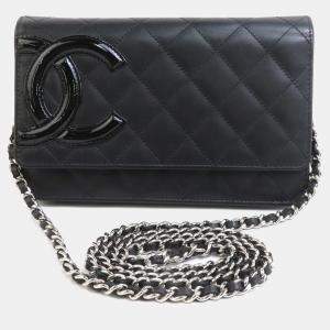 Chanel Black Patent Leather Cambon Ligne Chain Shoulder Bag