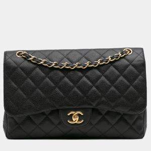 Chanel Black Jumbo Classic Caviar Double Flap