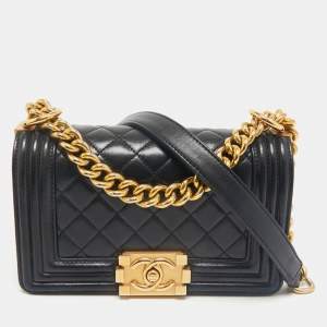 Chanel Black Quilted Leather Small Boy Flap Bag
