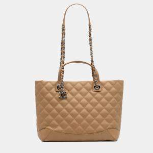 Chanel Brown Small Quilted Calfskin Easy Shopping Tote