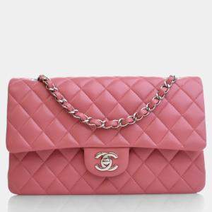 Chanel Pink Lambskin Classic Medium Double Flap Bag