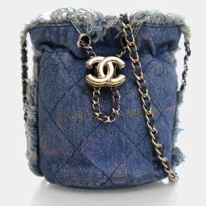 Chanel Blue Denim Mood Mini Bucket With Chain