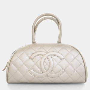 Chanel Vintage Pearl Iridescent Caviar Bowler Bag