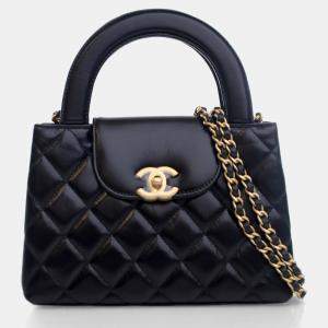Chanel Black Crinkled Calfskin Nano Kelly Shopper