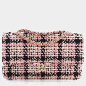 Chanel Pink Tweed Classic Medium Double Flap Bag