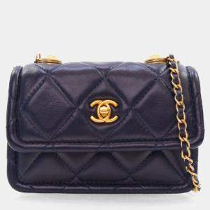 Chanel Navy Lambskin Mini Button On You CC Flap Bag