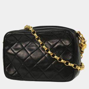 Chanel Black Lambskin Quilted Mini Camera Bag 