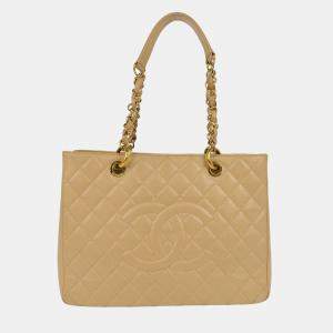 Chanel Beige Calfskin Grand Shopping Tote Bag