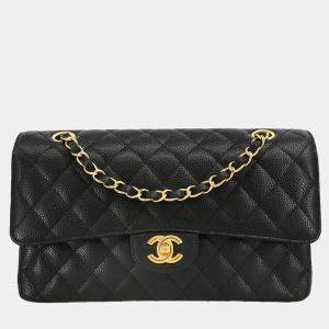  Chanel Black Calfskin Medium Classic Double Flap Shoulder Bag