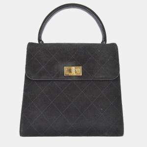 Chanel Black Suede Mademoiselle Lock Handbag