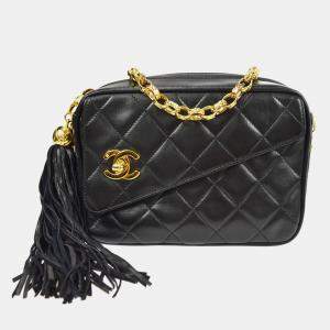 Chanel Black Lambskin Fringe Bijou Chain Shoulder Bag