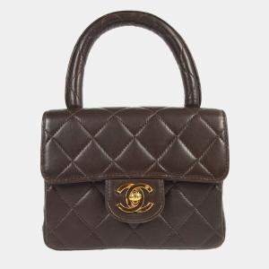 Chanel Brown Lambskin Mini Square Handbag