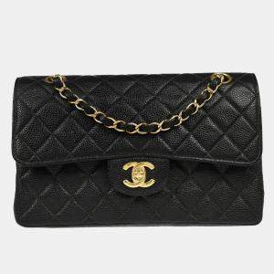 Chanel Black Calfskin Small Classic Double Flap Shoulder Bag