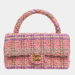 Chanel Pink Tweed Top Handle Handbag
