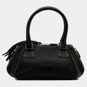 Chanel Black Medium Pebbled Calfskin LAX Tassel Handbag