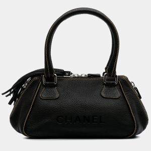 Chanel Black Medium Pebbled Calfskin LAX Tassel Handbag