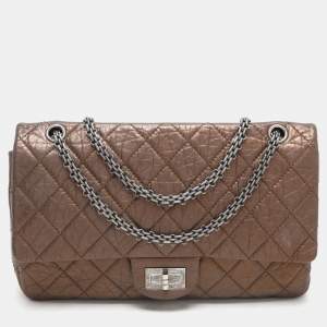 Chanel Metallic Brown Quilted Aged Leather Reissue 2.55 Classic 227 Flap Bag