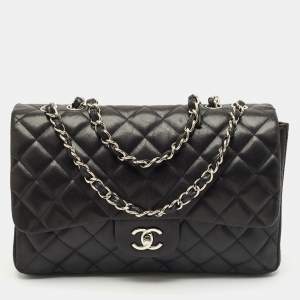 Chanel Black Quilted Leather Jumbo Classic Single Flap Bag
