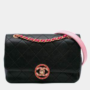Chanel Black/Pink Quilted Calfskin CC Chain Logo Crossbody