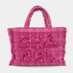 Chanel Pink Tweed Tweed Zipper Shopping Bag