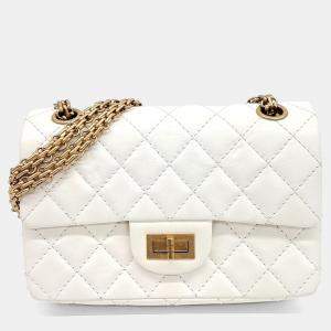 Chanel White Leather Vintage 2.55 New Mini 20