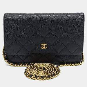 Chanel Black Leather Caviar WOC Mini Crossbody Bag