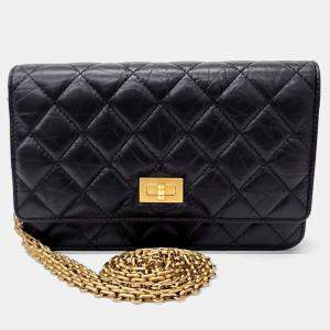 Chanel Black Leather Vintage 2.55 WOC Mini Crossbody Bag