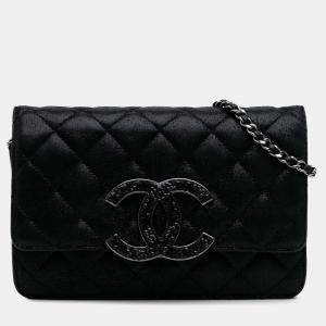Chanel Black Iridescent Caviar Crystal CC Wallet On Chain