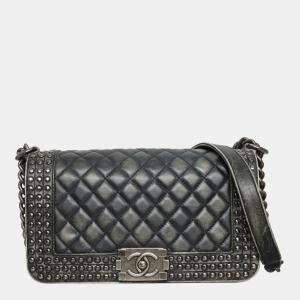 Pre Owned Chanel Black Leather Medium Dallas Boy Bag