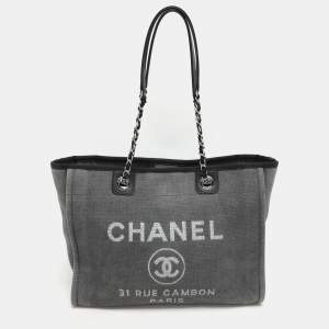 مملوكة مسبقًا Chanel Grey Canvas Medium Deauville Shopper Tote