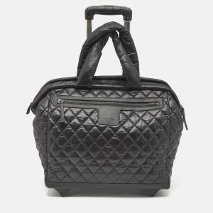 Chanel Black Quilted Nylon Coco Cocoon Rolling Trolley Case